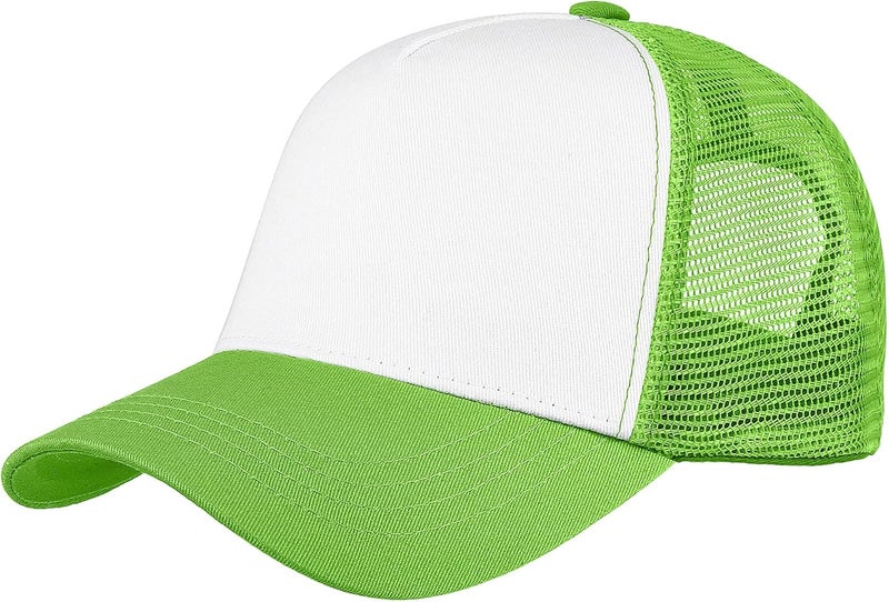 Falari 5-Panel Mesh Baseball Cap, Trucker Hat, Structured Plain Design, Cotton, Adjustable Size - Image 1
